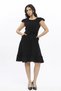 Apsen Women's Black Color Shoulder Detail Gathered Midi Length Summer Dress 3886-100 - 5
