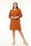 Apsen Women's Tan Long Sleeve Elastic Waist Button Detailed Knit Dress 4482-105 - 6