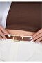Tan/Gold Bridge Buckle Women's Belt, Jacket Belt, Trouser Belt.