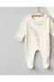 Floral Embroidered Lace Detailed Organic Romper and Hat 100% Cotton Newborn Baby Girl - 3