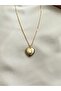 Women's Gold Domed Heart Necklace - 4