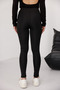 Women's Black Diving Fabric Gathered Effect High Waist Long Printed Leggings - 4