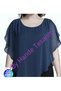 Women's Navy Blue Casual Chiffon Blouse Trousers Set - 2