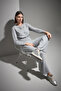 Handcrafted Stone Embroidered Button Detailed Gray Knitwear Cardigan
