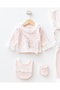 Flower Embroidered Lace Detailed 5-Piece Organic Hospital Discharge Set for Baby Girl - 4