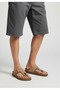Genuine Nubuck Leather Orthopedic Flip Flops Sand Beige Men's Slippers - 8
