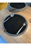 6-Piece Black-White Color Placemat Set American Service 32 cm Diameter Wicker Weave under Plate - 2