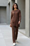 Cotton Corded Fabric Women's Blouse and Pants Two-Piece Set - 2