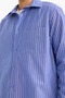 Blue White Striped Long Sleeve 100% Cotton Men's Shirt - 6