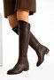 Karina Women's Long Stylish Riding Boots with Back Zipper P0314-Brown - 4