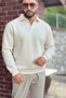 Men's Stone Polo Collar Cotton Soft Thick Fabric Oversized Sweatshirt - 3