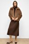 Reglan Sleeve Zippered Faux Fur Jacket Kamel 1012 - 7