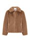 Reglan Sleeve Zippered Faux Fur Jacket Kamel 1012 - 3