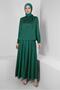 Stone Detail Skirt Pleated Satin Suit 43666