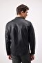 Water Repellent Slim Fit Zip-Up Faux Leather Coat - Stand Collar D6241Ax25Sp - 6