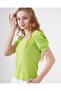 0409 Square Neck Knitted Blouse - E.Green