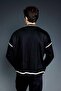 Men's Oversized Round Neck Contrast Detailed Sweater Black - 4