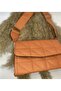 Women's Orange Quilted Adjustable Column Strap Cross Shoulder Bag - 7
