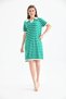 Women's Shirt Collar Green Color Striped Knee Length Dress - 7