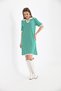 Women's Shirt Collar Green Color Striped Knee Length Dress - 2
