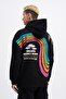 Men's Rainbow Printed Hoodie Black - 3