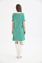 Women's Shirt Collar Green Color Striped Knee Length Dress - 6