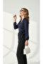 Satin Double Breasted Collar Side Tie Shirt Blouse - 2
