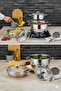Vistal 18/10 Stainless Steel 8 Piece Deep and Stock Pot Set (16-20-24 Cm-24Cm) - 3
