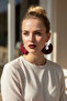 Women's Silver Color Hoop Dangle Earrings – Burgundy Fabric Design with Pearls - 3