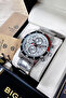 Special Boxed 5 Atm Water Resistant Men's Wristwatch Silver Color Steel Watch Band Bme2019C2