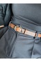 Jade Double Ring Pattern Women's Silver Buckle Belt Coat Belt Dress Belt Trouser Belt