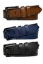 100% Genuine Leather 3-Piece Wide Tongue Set Black, Navy Blue, Tosado 4.5 cm Jeans, Sports Belt, Old-Black-Buckle