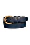 100% Genuine Leather, Navy Blue Women's Jeans with Gold Buckle, Sports Belt 4 Cm=an-byn-26