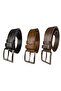 100% Genuine Leather Premium, Set of 3 Black, Brown, Tan Denim Sports Belt, 4.5 Cm=3pcs-pre-straight - 3