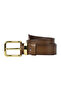100% Genuine Leather Brown Women's Jeans Belt with Gold Buckle, Metal Bridge, 4 Cm=2pcs-met.bridge.-byn-76 - 6