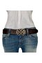 100% Genuine Leather, Claret Red Women's Jeans Belt with Gold Buckle 4 Cm=an-byn-57 - 3