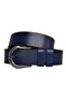 100% Genuine Leather, Black Nickel Buckle 4 Cm Navy Blue Women's Belt; Jeans, Sports Belt=an-byn-70.nickel - 3