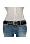100% Genuine Leather, Black Women's Jeans with Gold Buckle, Sports Belt 4 Cm=an-byn-32 - 2