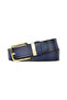 100% Genuine Leather Gold Buckle, Navy Blue Women's Jeans Belt with Metal Bridge, 4 cm=2 pieces-met.bridge.-byn-76