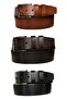 طقم جينز من الجلد الطبيعي مكون من 3 قطع، حزام رياضي 4.5 سم أسود، بني، أسمر = 3 قطع-hsn-01.02.04