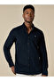 The Midnight Texture – Dark Blue Corduroy Shirt with Deep Ribbed Feel, Comfort Fit - 3