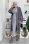 Women's Gray (Smoked) Knitted Cardigan with Embroidery Details t 30021 - 2