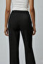 Black Striped Woven Plus Size Crepe Fabric Trousers - 5