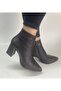 Women's Genuine Leather Crocodile Detailed Brown Leather Heeled Boots - 4