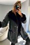 Furry Denim Women's Long Coat - 4