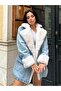 Furry Denim Women's Long Coat - 2
