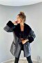 Furry Denim Women's Long Coat - 2