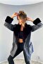 Furry Denim Women's Long Coat - 8