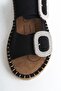Women's Daily Slippers with Double Band and Stone Buckle - 5
