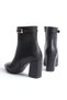 Women's Side Zipper Buckle Detailed Thick Heeled Pointed Toe Casual Boots Jura Black - 6